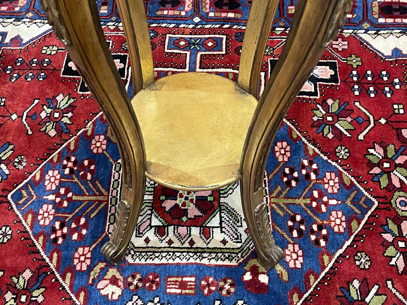 Gilded wooden stool with marble top - made in the 70s