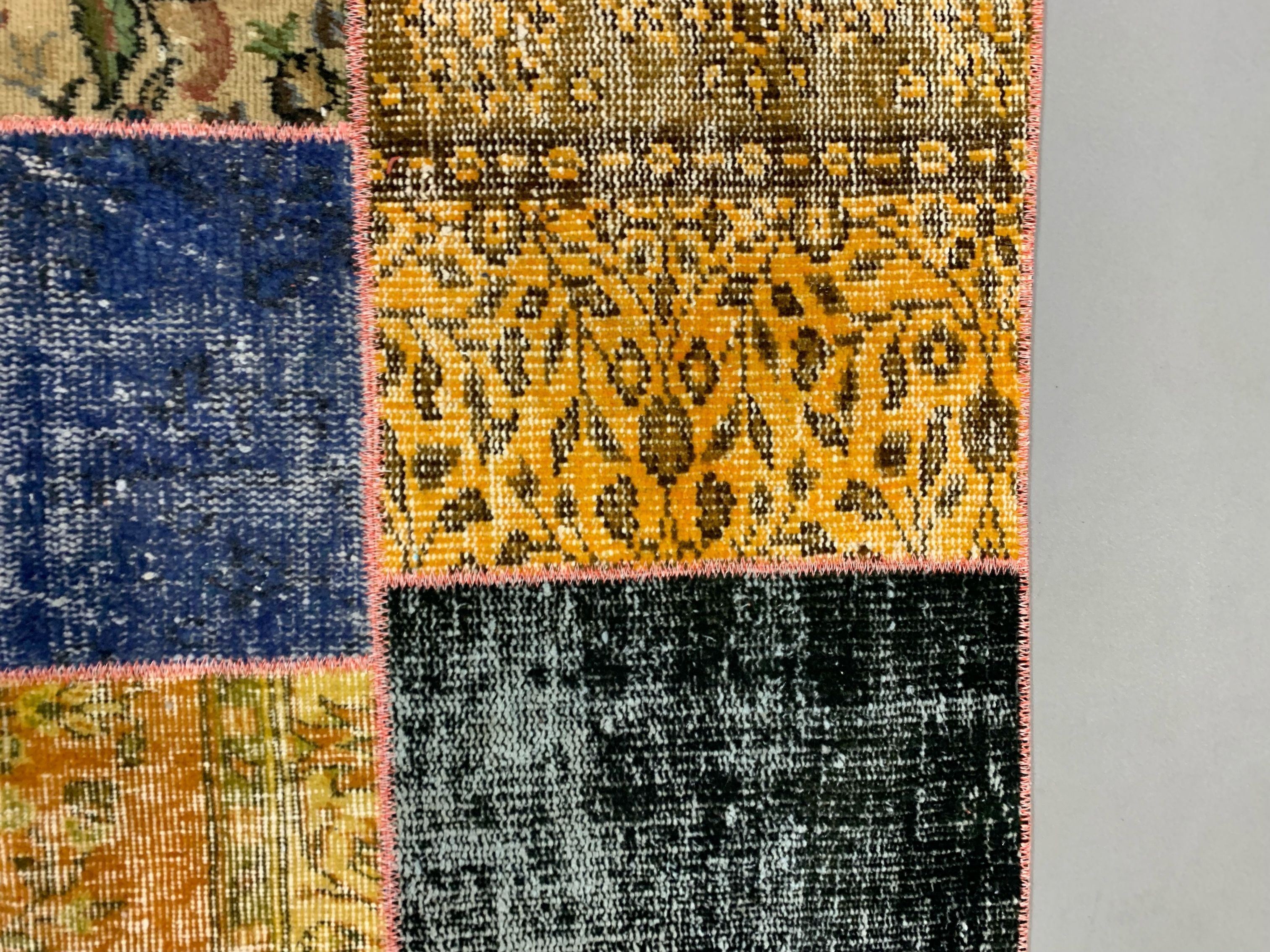 Distressed vintage turkish patchwork rug 178x133 cm wool medium