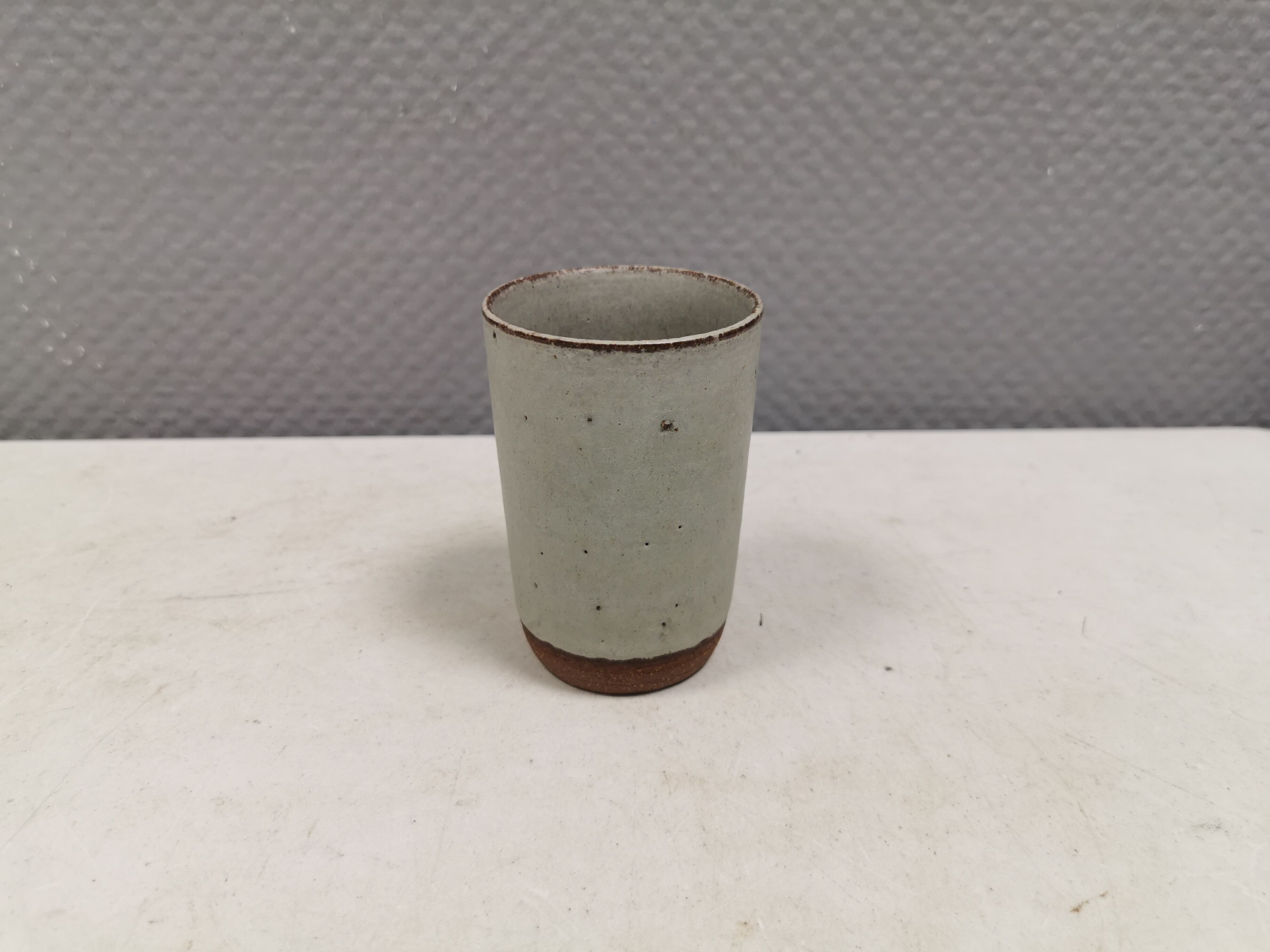 Danish Palshus small ceramic vase, Beige Gray Glaze, 1960s