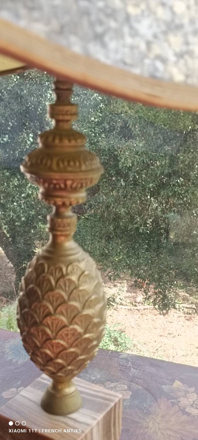 Bronze and marble pineapple lamp, vintage 1960s/70s.