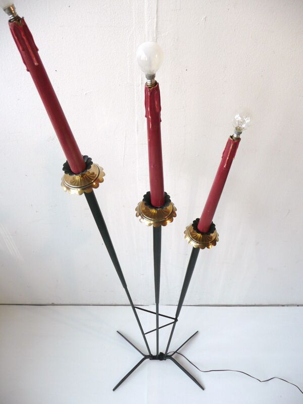 Lampadaire à chandelles années 50 vintage 1950 à restaurer