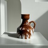 Small white and brown vase or pitcher West Germany H:15cm D:10.5cm