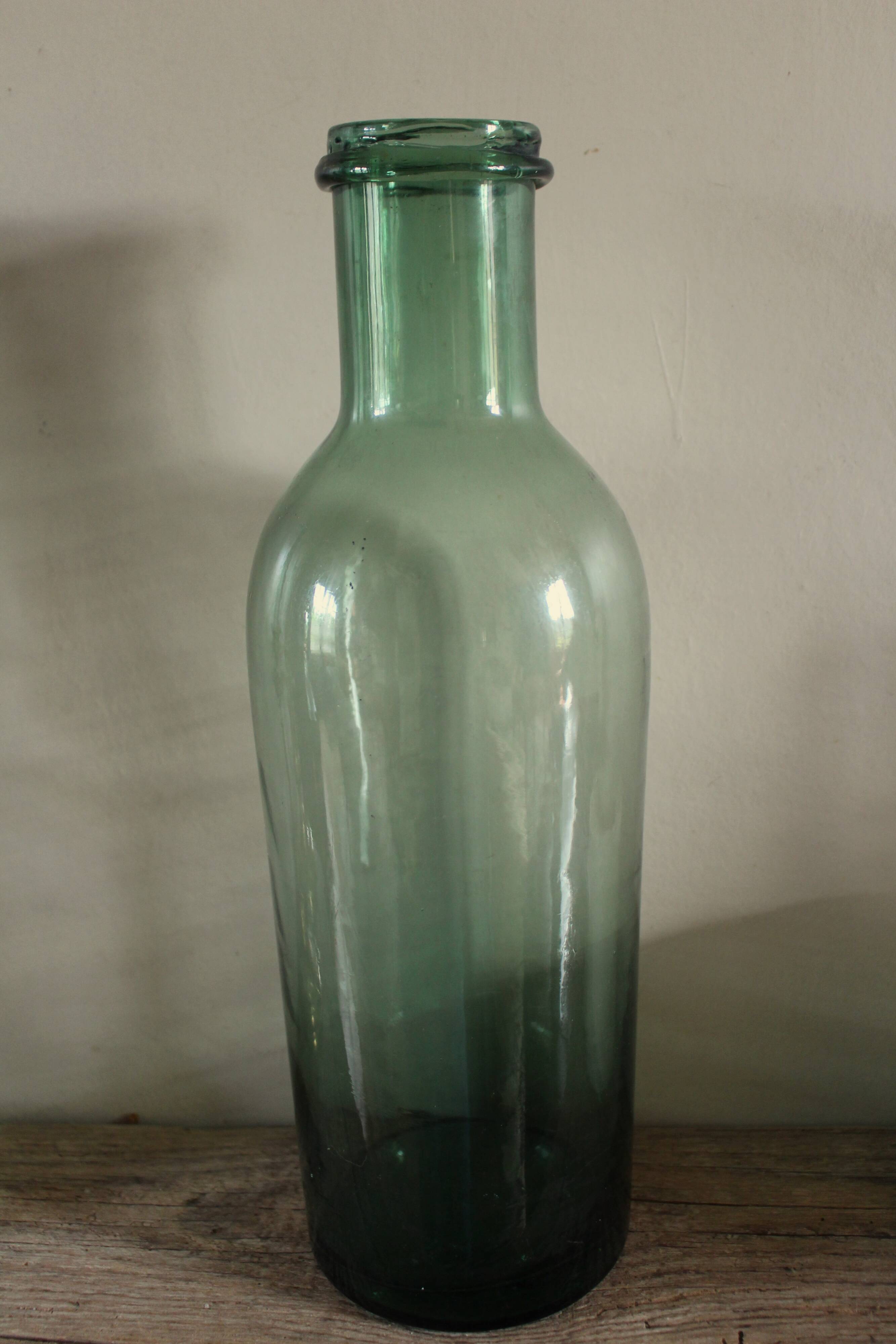 Large Green Glass Bottle Vase