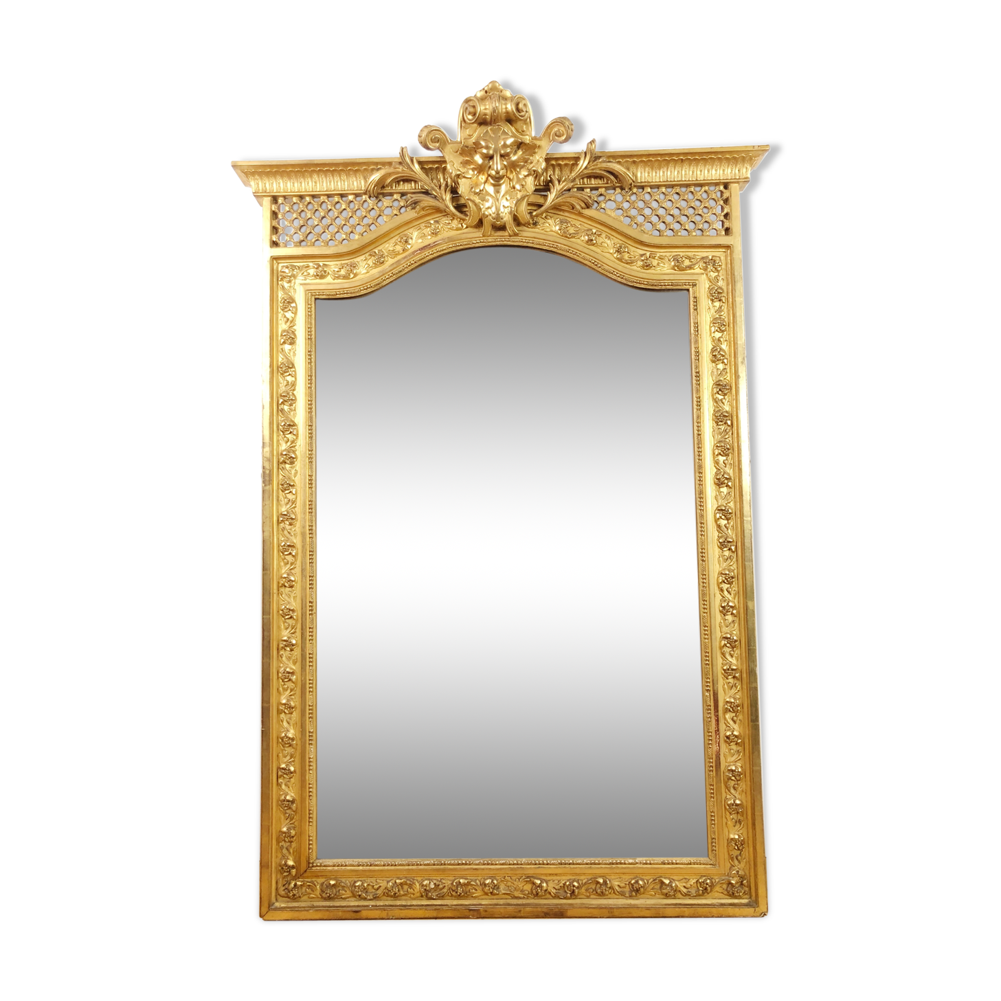 Antique fireplace mirror Napoleon III gilt wood nineteenth 98x146cm