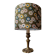 brass table lamp | khaki lampshade with multicoloured daisies