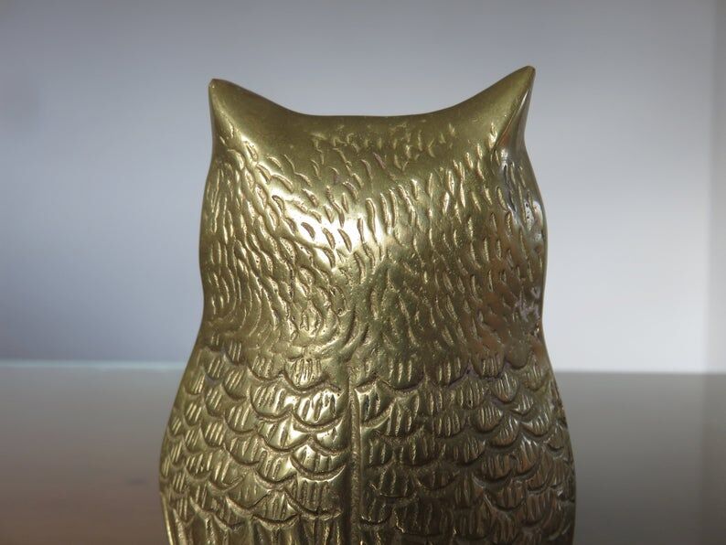 Owl, 70s golden brass owl