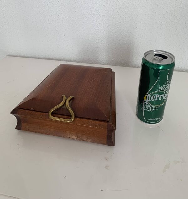 Distributeur cigares cigarettes vintage 1960 bois doré - 20 x 19 cm