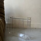 Porte revues en plexiglas et laiton - David Lange pour Roche Bobois, design 1970