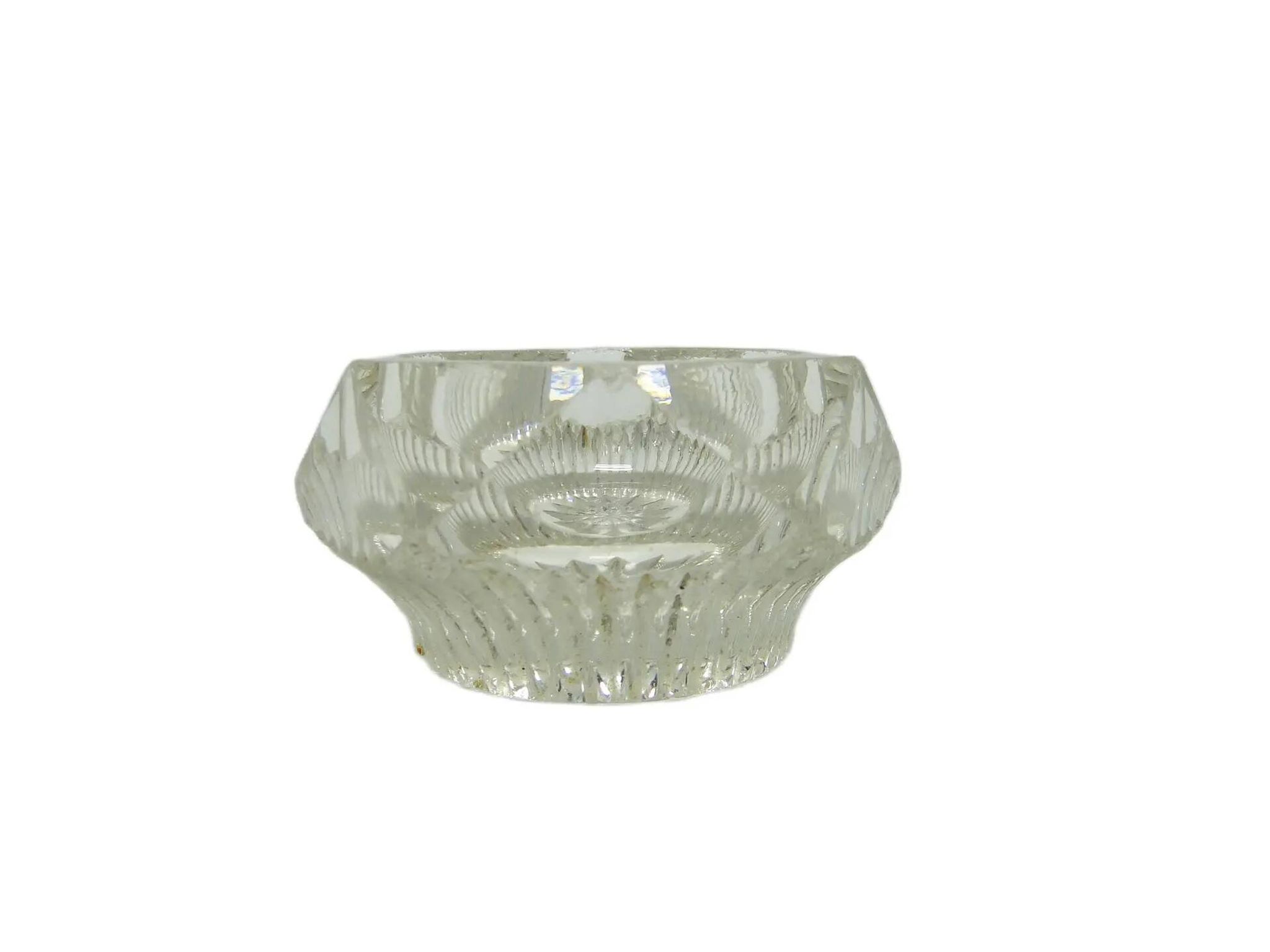 Salt cellar, Art Deco, transparent glass, Ząbkowice, Poland, 1930s.