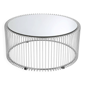 A round coffee table with a mirrored top, from the 1990s.