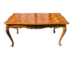 Antique extendable table in cherry wood and marquetry in the Louis XV style.