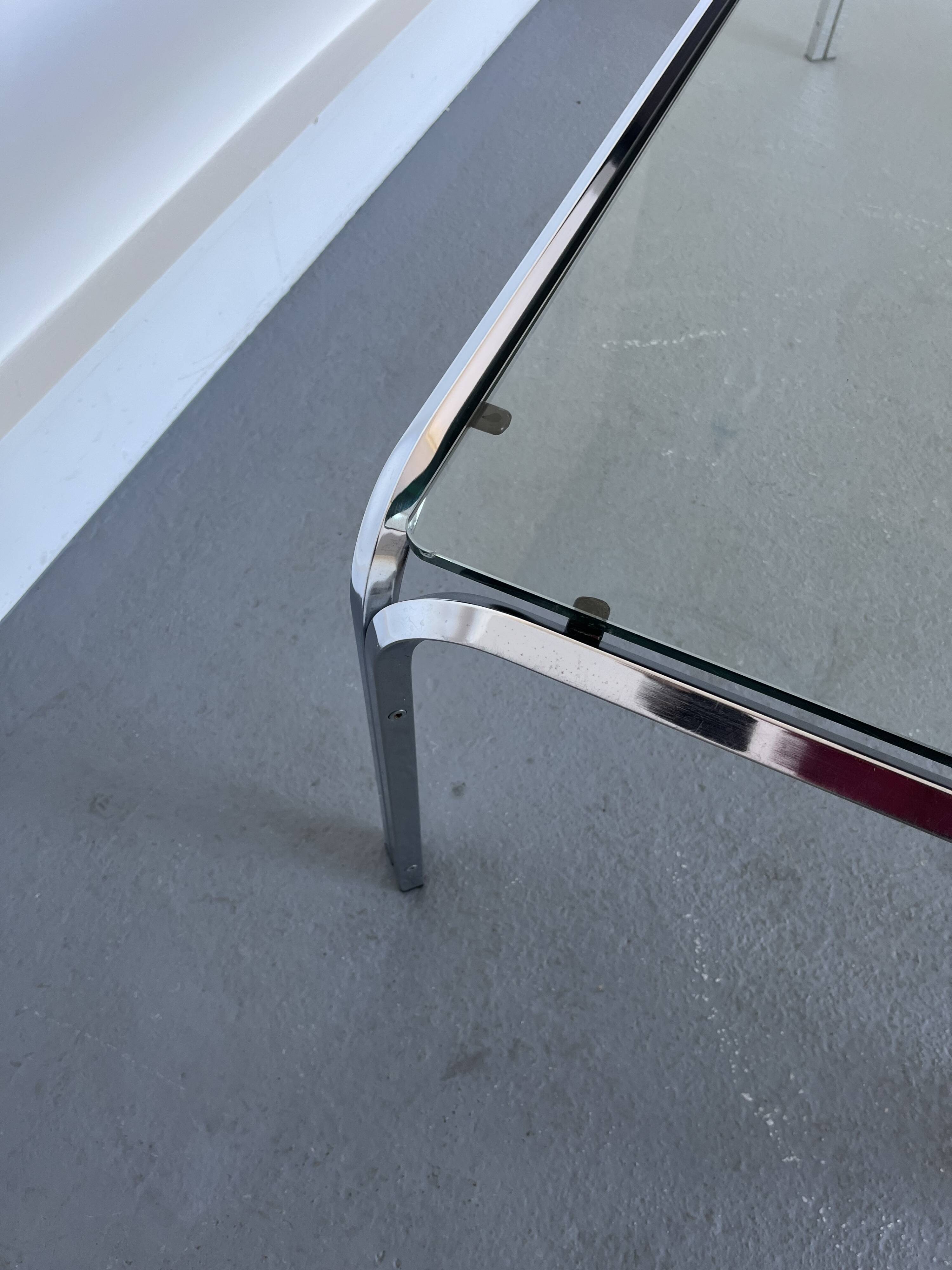 Vintage coffee table with  glass & chrome frame, 1970s