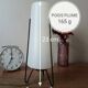 Tripod lamp in metal and white plastic, mid-century space age.