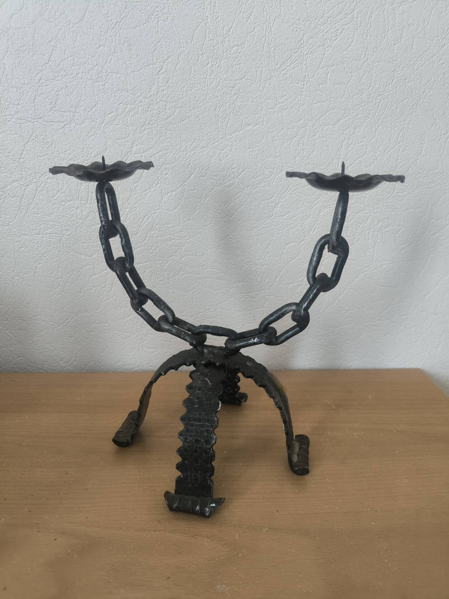 Brutalist wrought iron chandelier