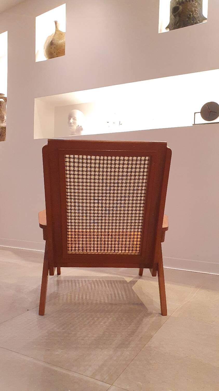 Mahogany cane armchair from the 60s
