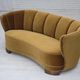 1960s, 2-seater Danish "Banan" sofa, original olive/green furniture velour.