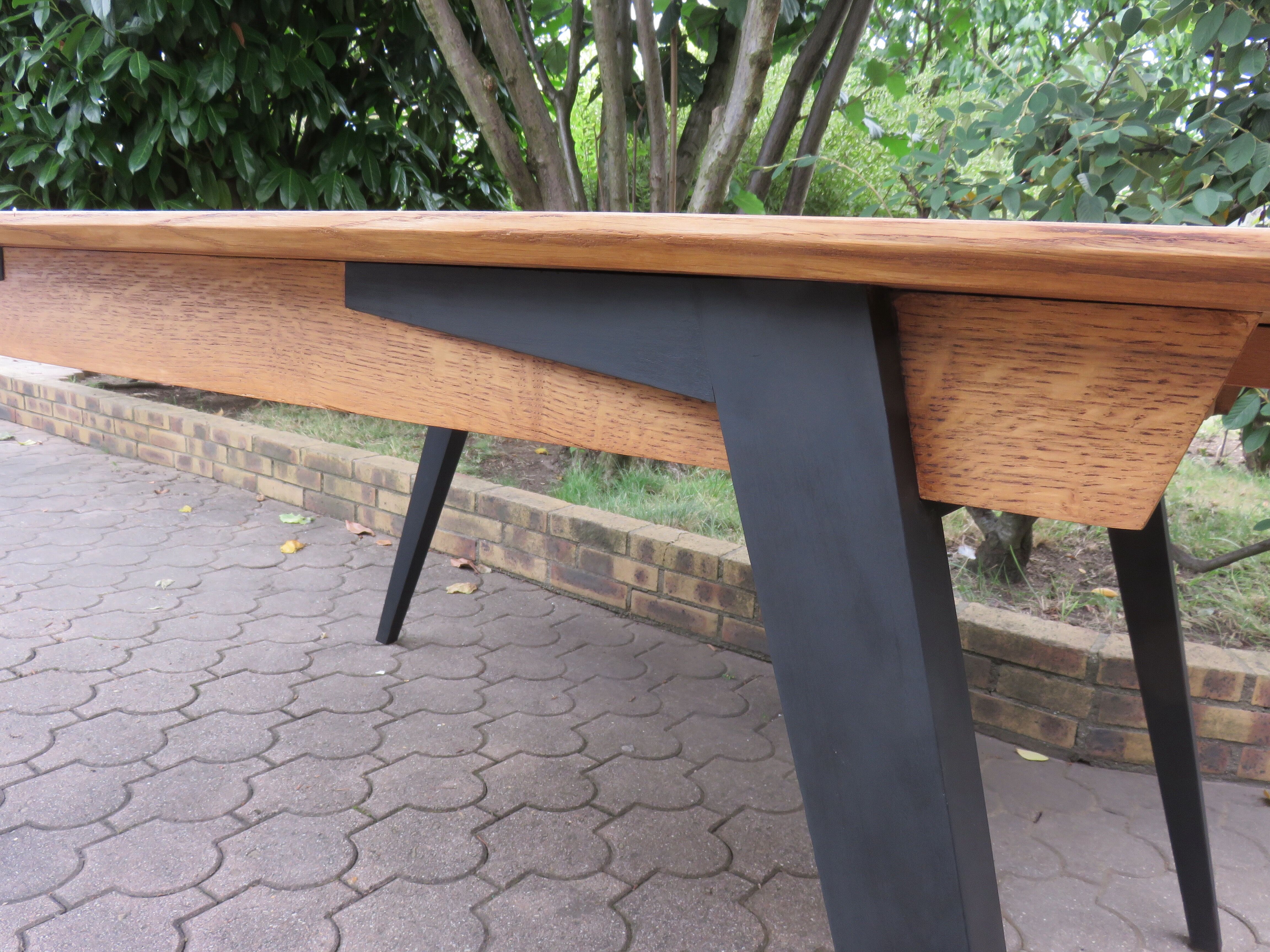 Large table with compass legs. Italian design 1960