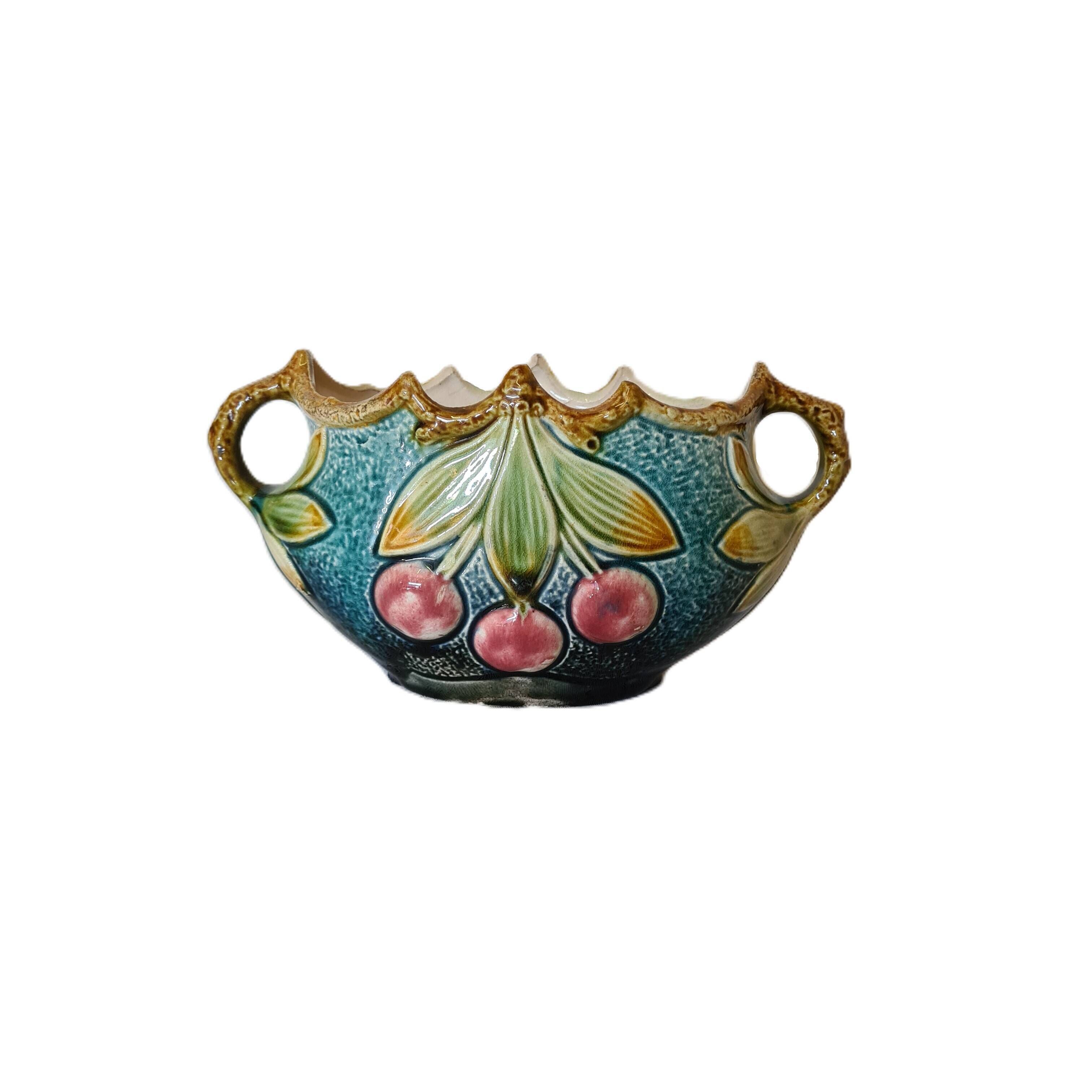 French art nouveau small oval flowerpot, early 20th century
