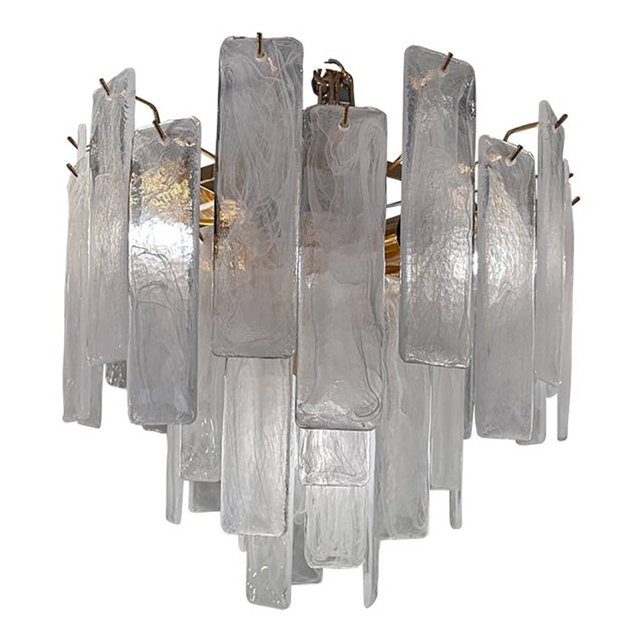 Contemporary Venied-White “Listelli Alabastro” Murano Glass Style Chandeli