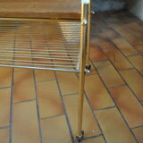 Vinyl storage cabinet with vintage wheels 70s