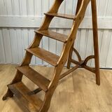 Late 19th century walnut library stepladder