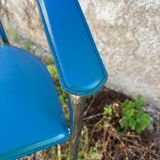 Série de 6 fauteuils design italien en cuir et métal chromé vintage