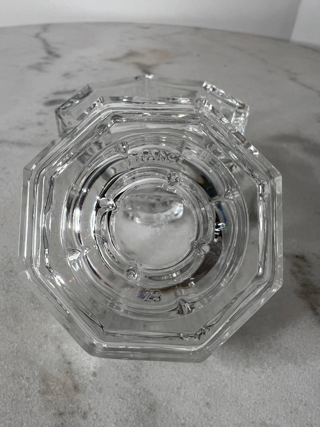 Set of 2 octagonal glass candle holders France