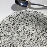 10 Assiettes dessert mouchetées gris noir