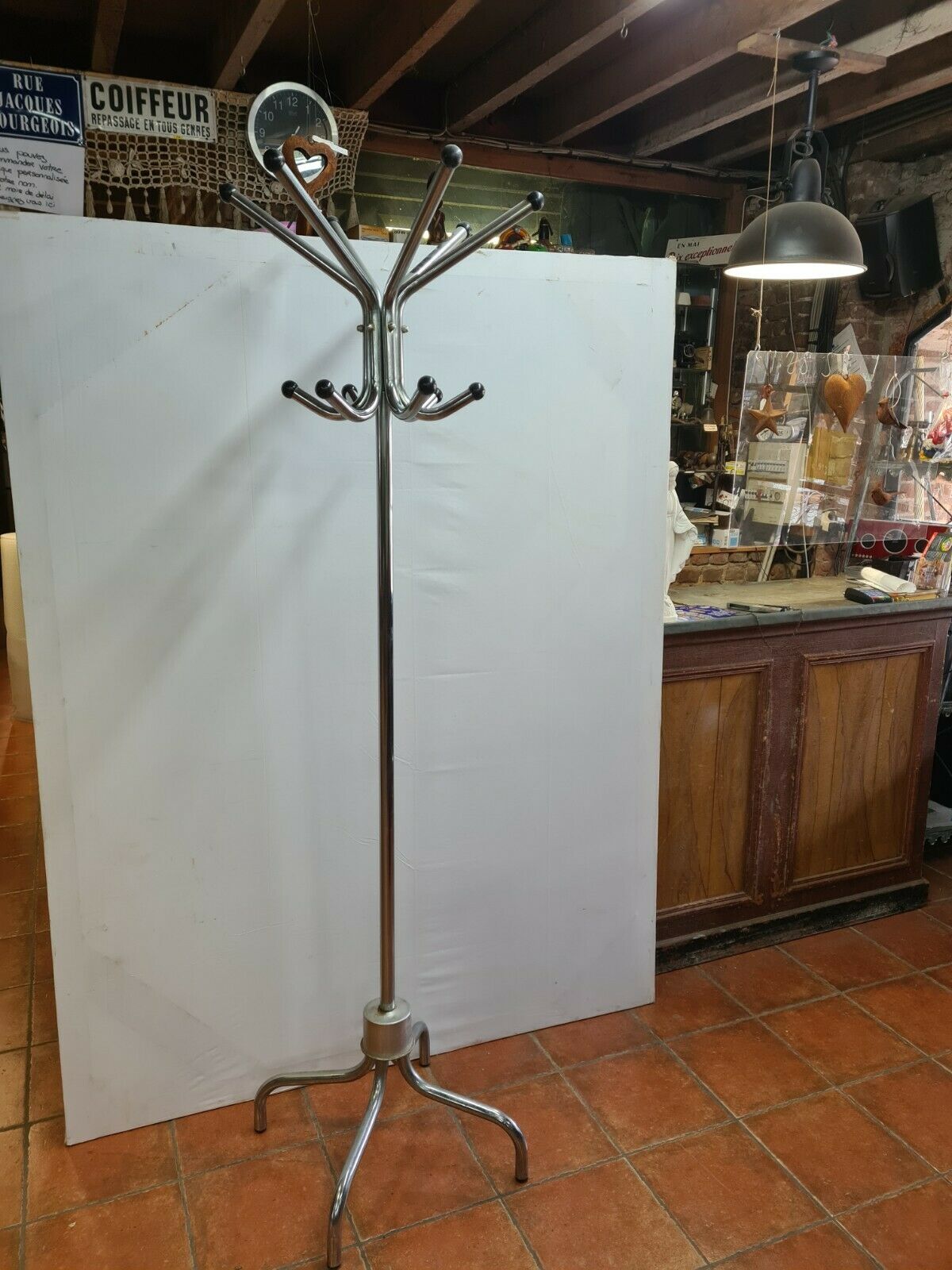 vintage parrot coat rack in chrome iron