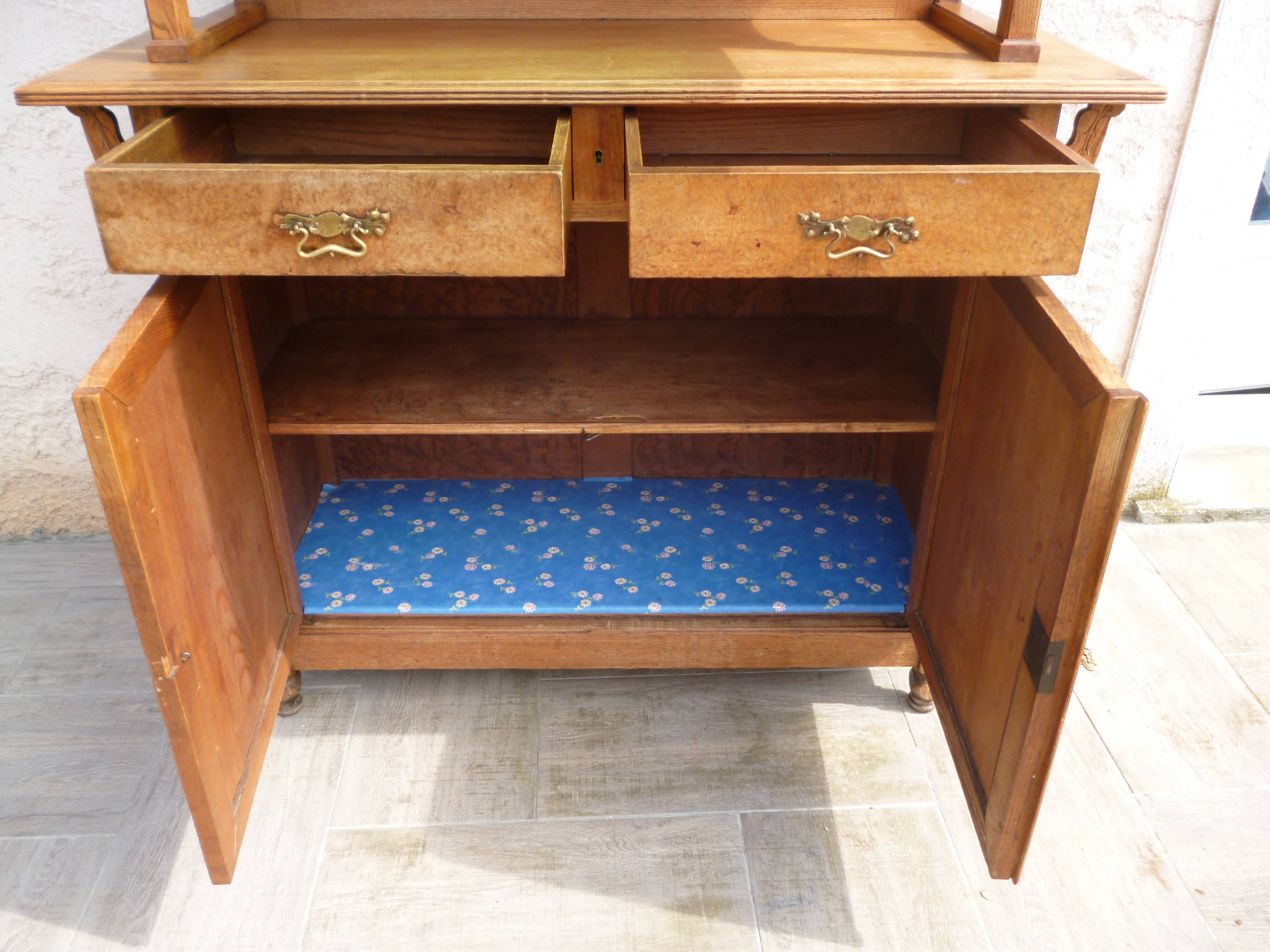 Two-body Art Nouveau buffet with Marquetry