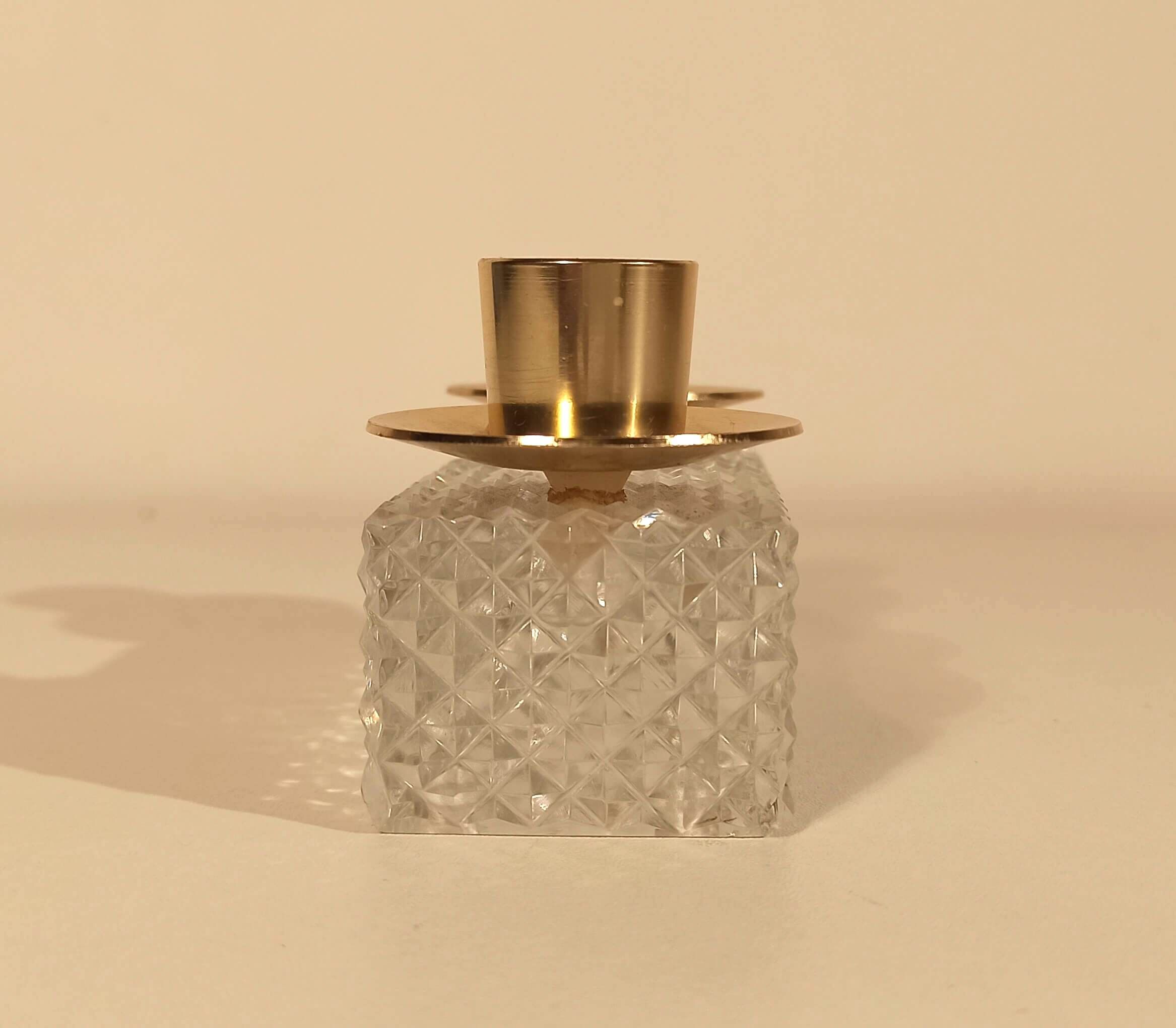 Vintage antique candle holder in molded and gilded glass