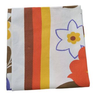 Multicolored floral tea towel vintage 70s