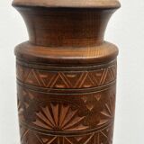 Turned and carved wooden vase, mid-20th century