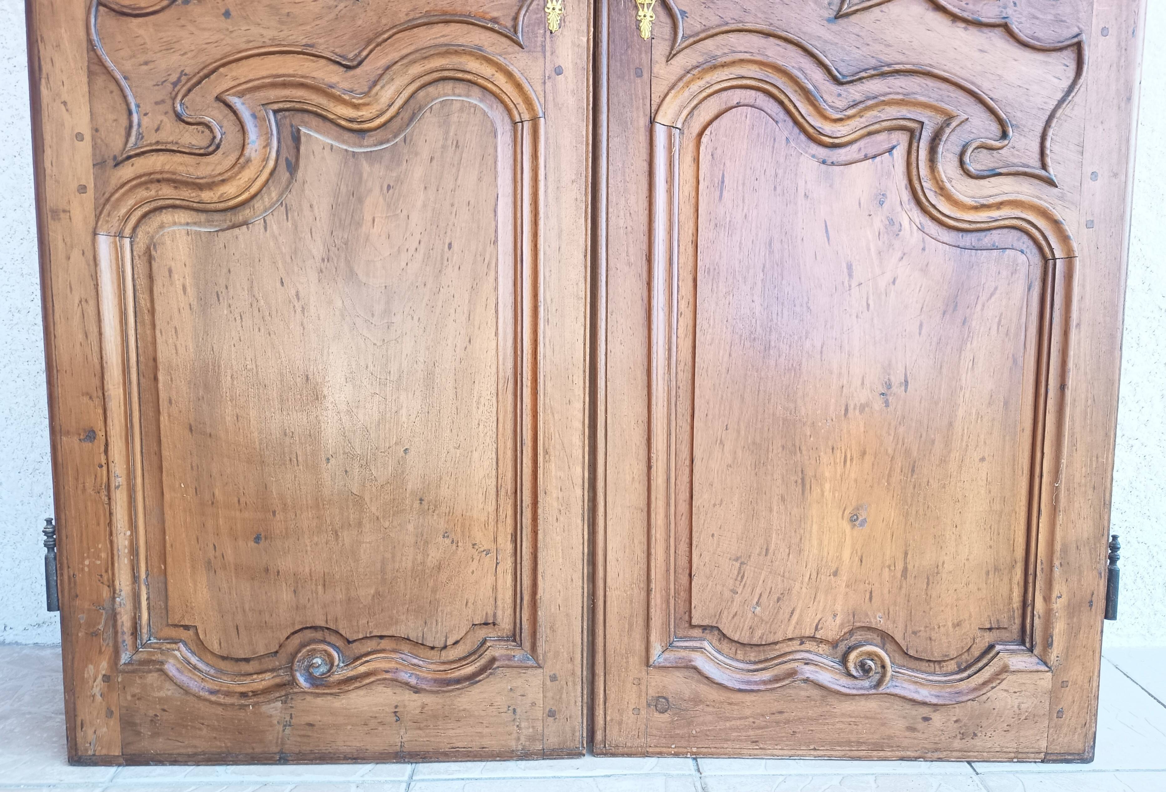 Louis XV walnut wardrobe doors