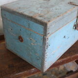 Blue vintage tool box wooden