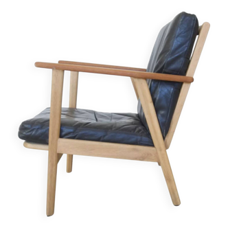 Danish mid-century teak & oak armchair, 1950s.