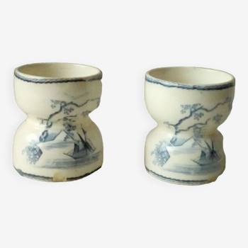 Diabolo egg cups in earthenware marine decor boats