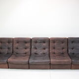 1980s leather modular five seater sofa