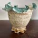 Large antique planter in majolica – relief floral decoration