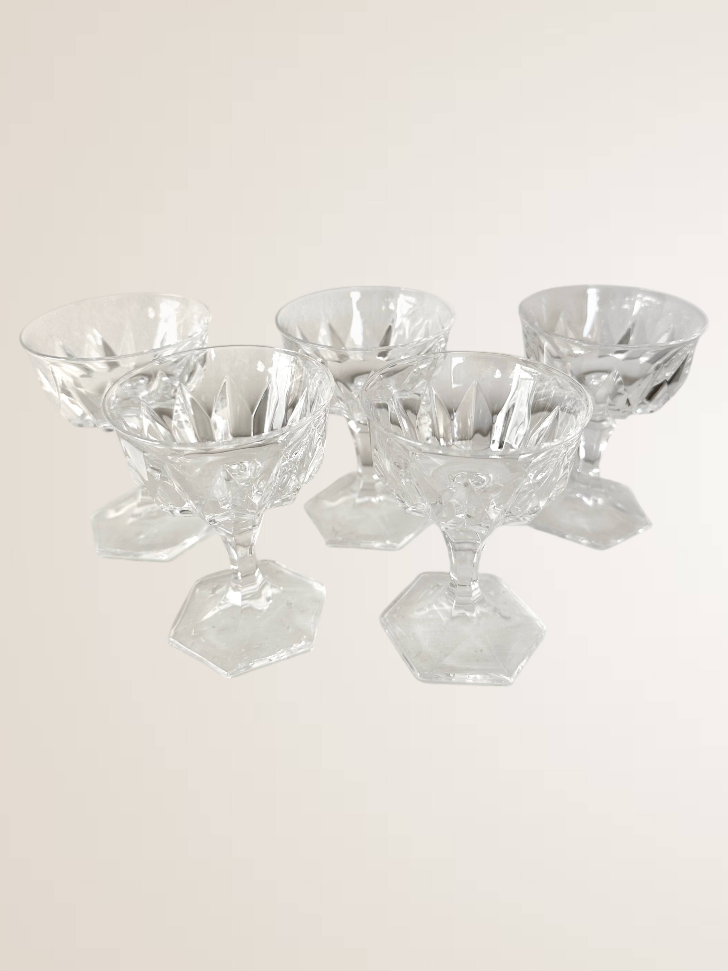 Set of 5 glass liqueur glasses