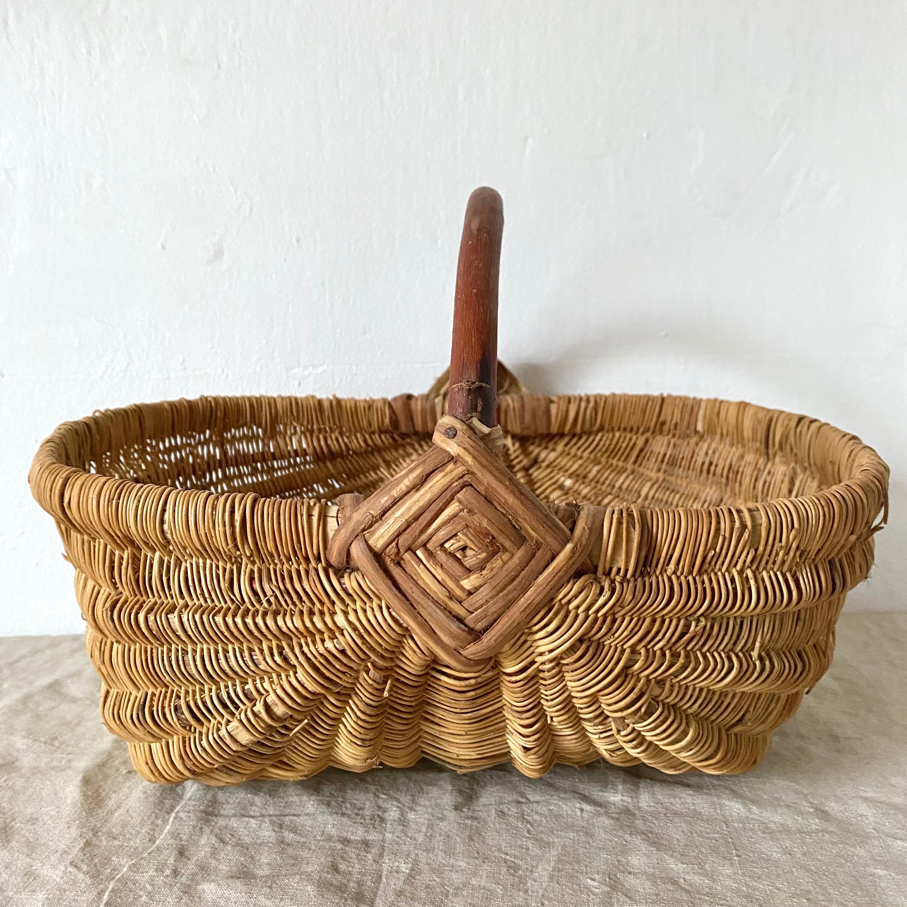 Old basket in woven wicker
