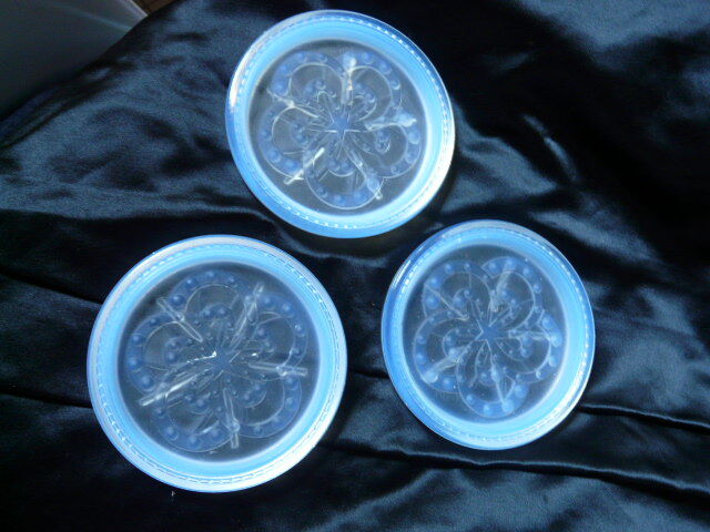 3 Blue Blue Pressed Pressed Molded Glass Bottle Bottom