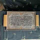 Plateau mosaïque vintage poignée bois
