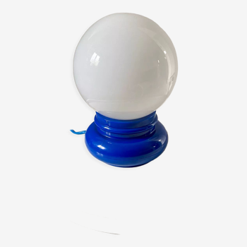 Lampe de chevet globe opaline et plastique Space âge années 70