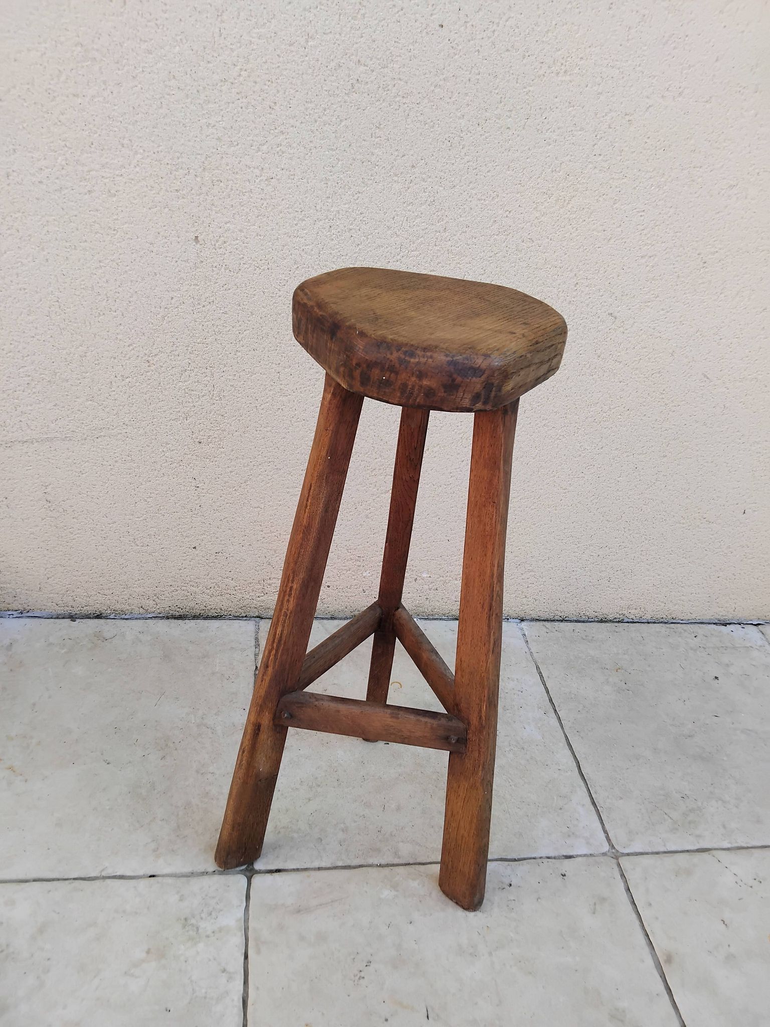 Vintage brutalist tripod bar stool