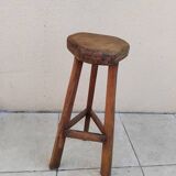 Tabouret bar brutaliste tripode vintage