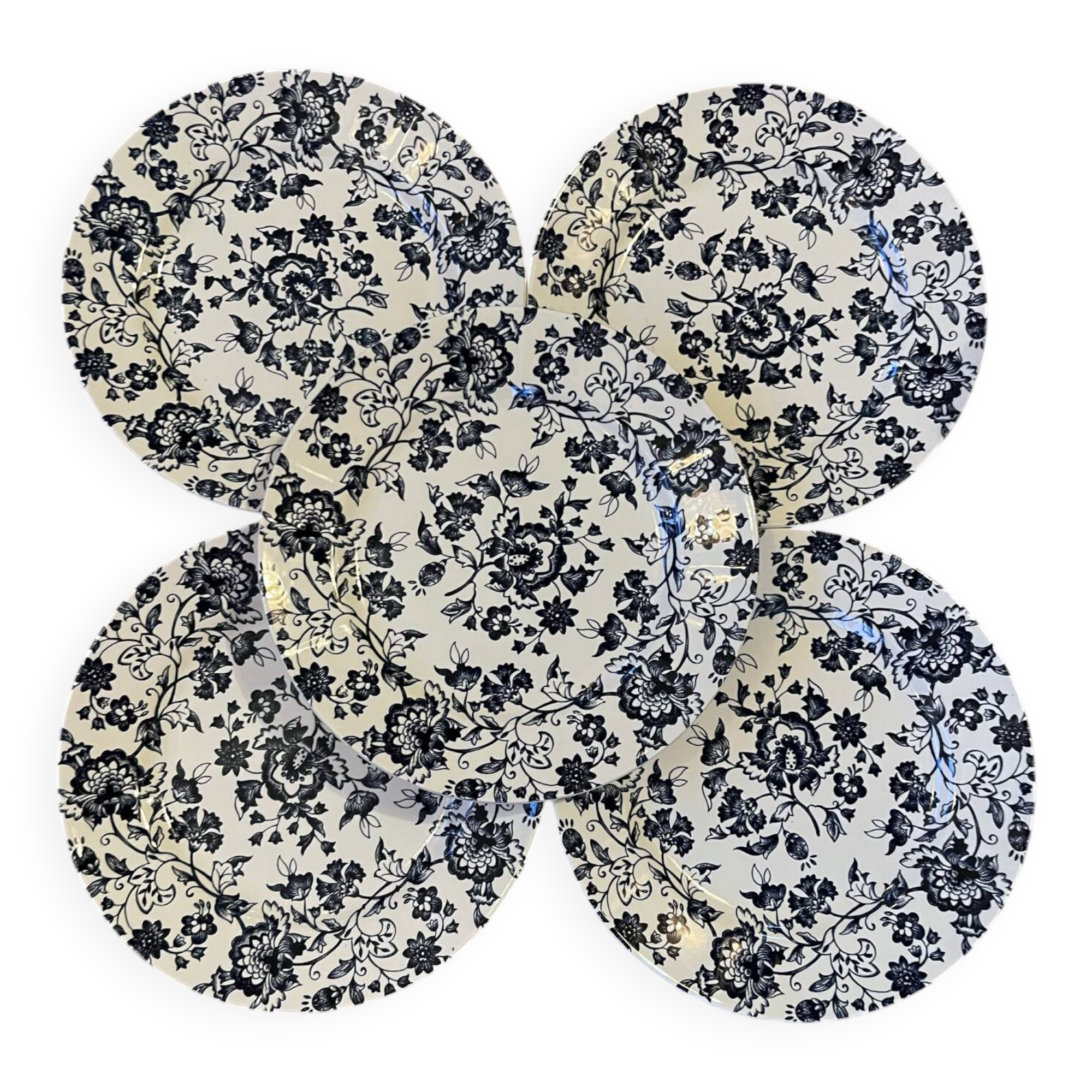 Blue floral earthenware dessert plates