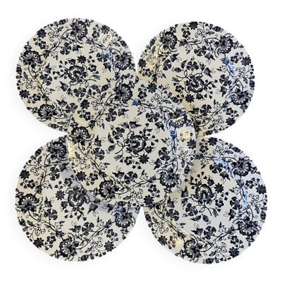 Assiettes à dessert faïence à fleurs bleues