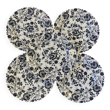 Assiettes à dessert faïence à fleurs bleues