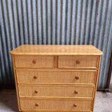 Commode osier rotin vintage
